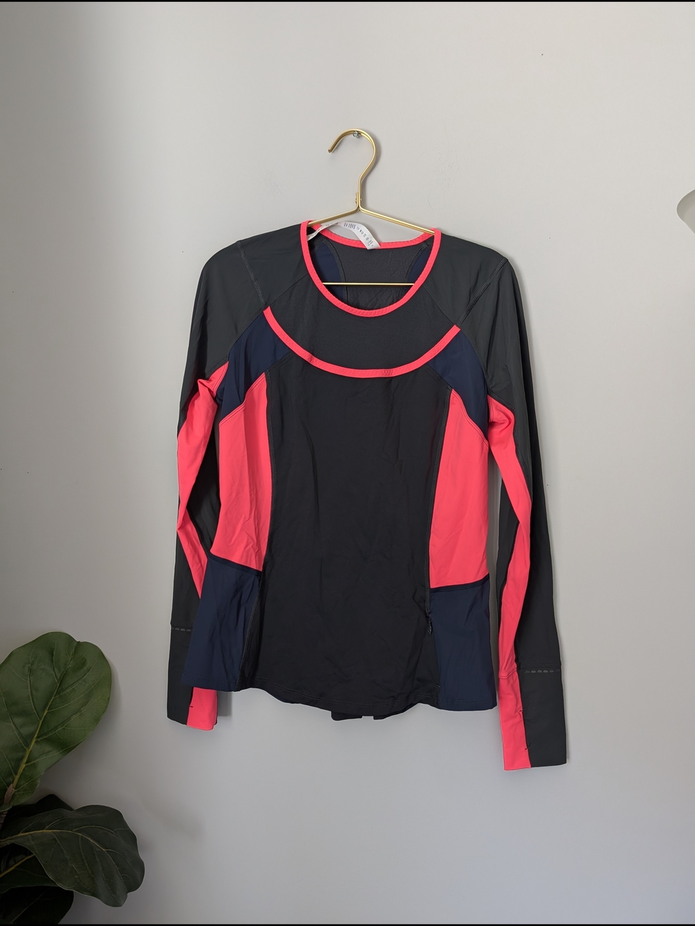 Lululemon Long-Sleeve Athletic Top in Black & Neon Pink